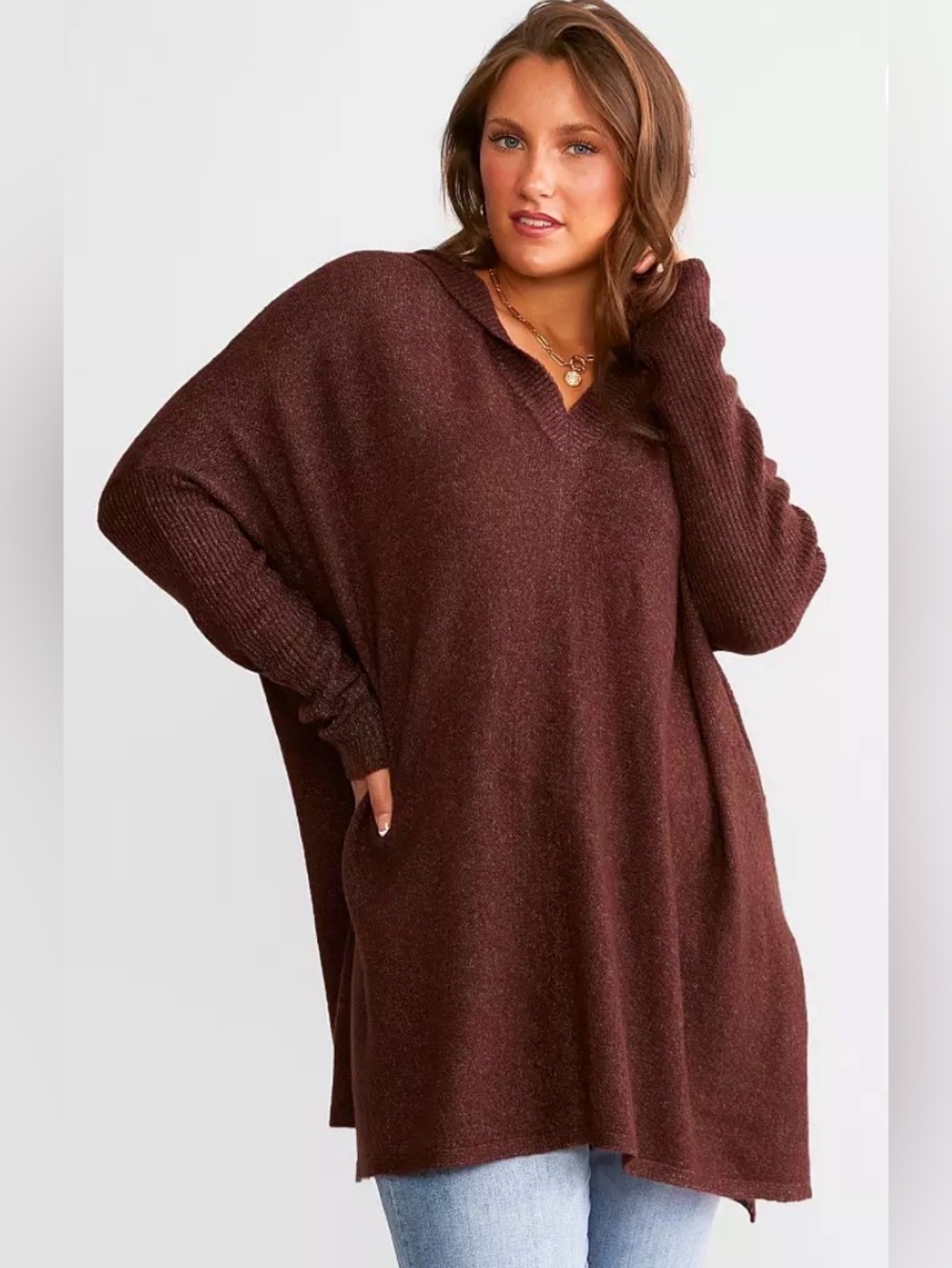 Daytrip Oversized Open Weave Hooded Sweater
